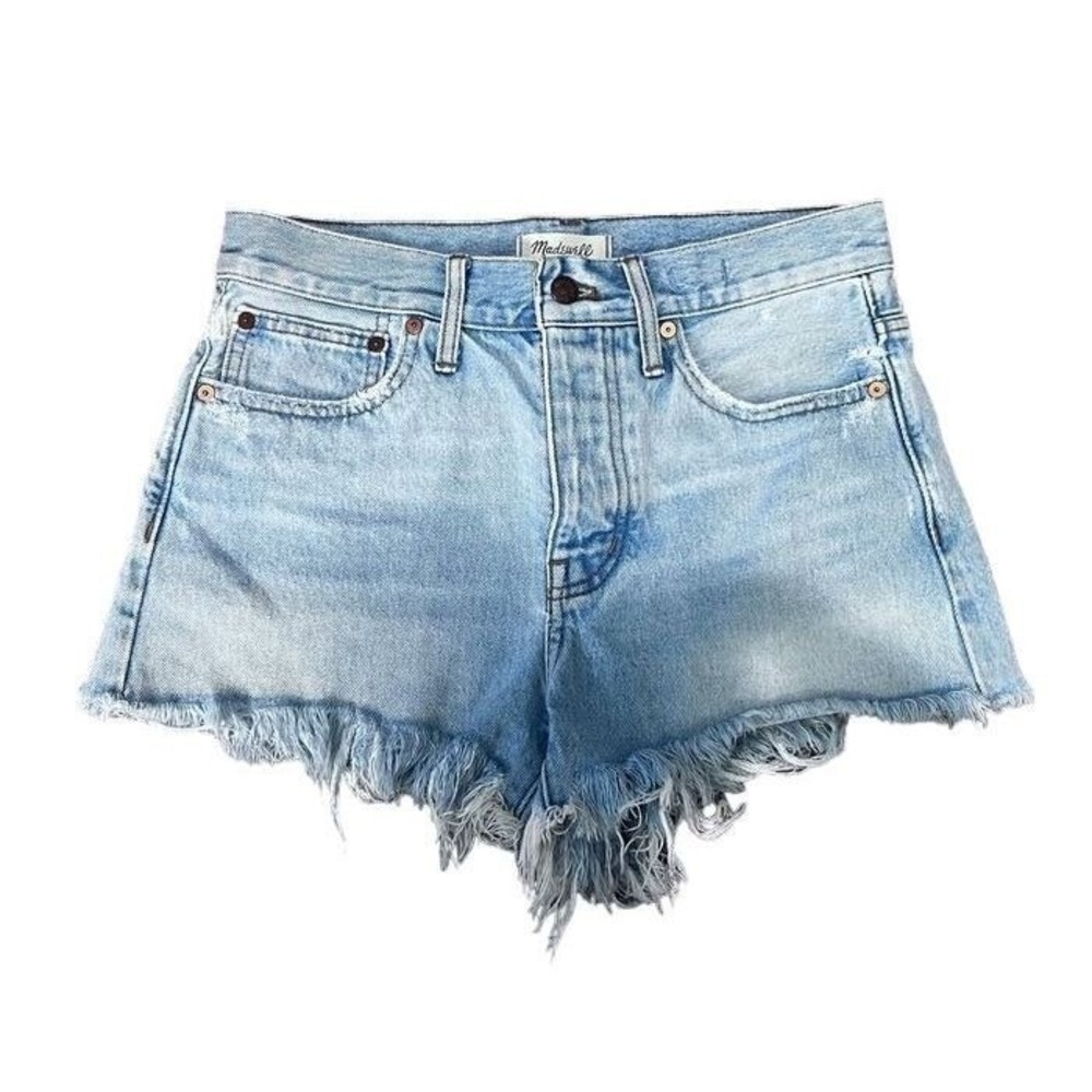 Madewell Relaxed Jean Shorts Light Wash Frayed‎ Hem Denim Size 24